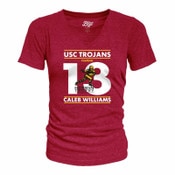 USC Trojans Women's Caleb Williams 2022 Heisman Trophy Winner V-Neck Cardinal T-Shirt